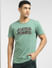 Green Logo Print Crew Neck T-shirt_397110+2
