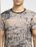 Brown Abstract Print Crew Neck T-shirt_397112+5