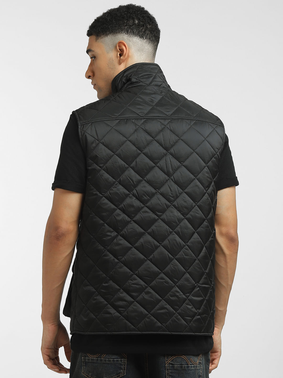 high neck black puffer jacket