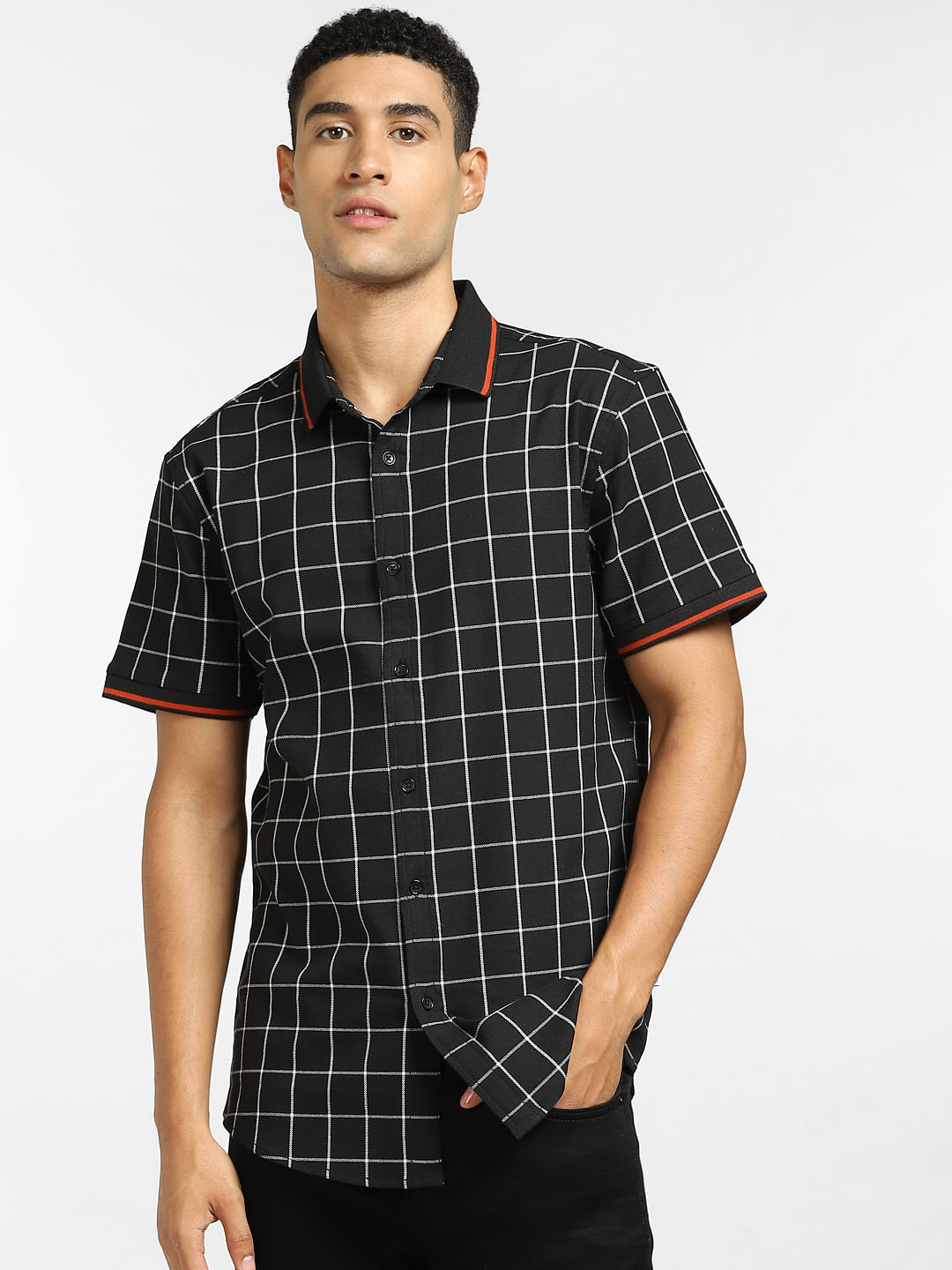 black short sleeve dress shirt