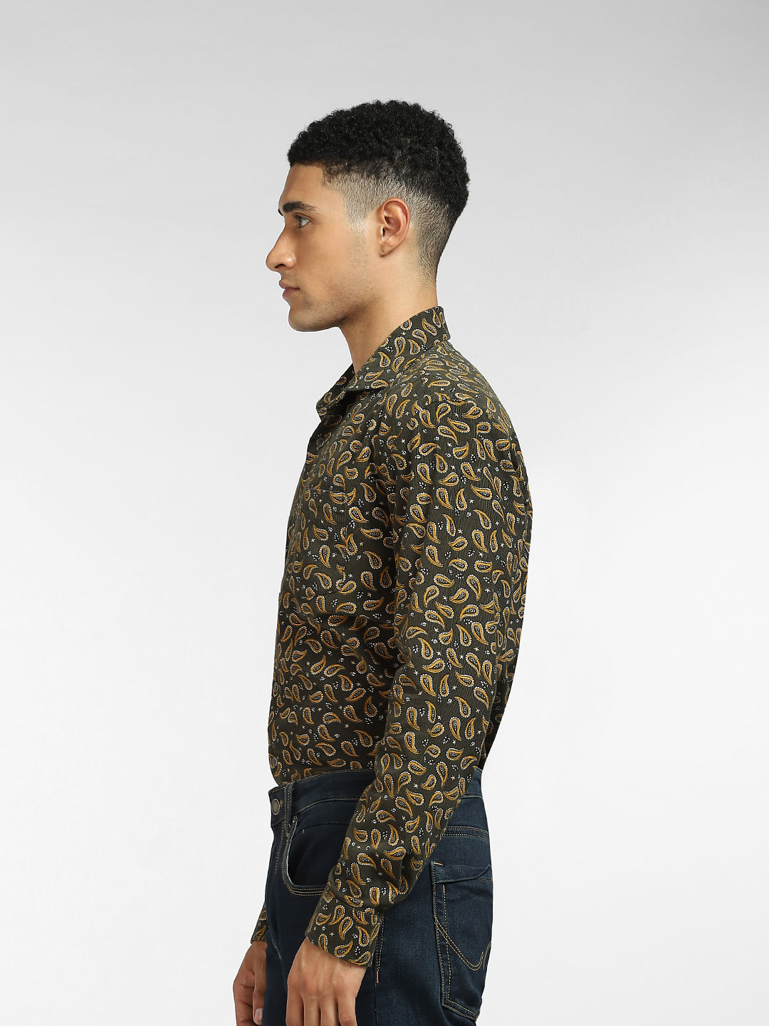 mens green paisley dress shirt