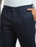 Navy Blue Mid Rise Regular Fit Pants_397183+5