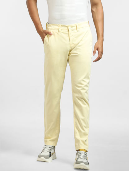 Yellow Mid Rise Regular Fit Pants