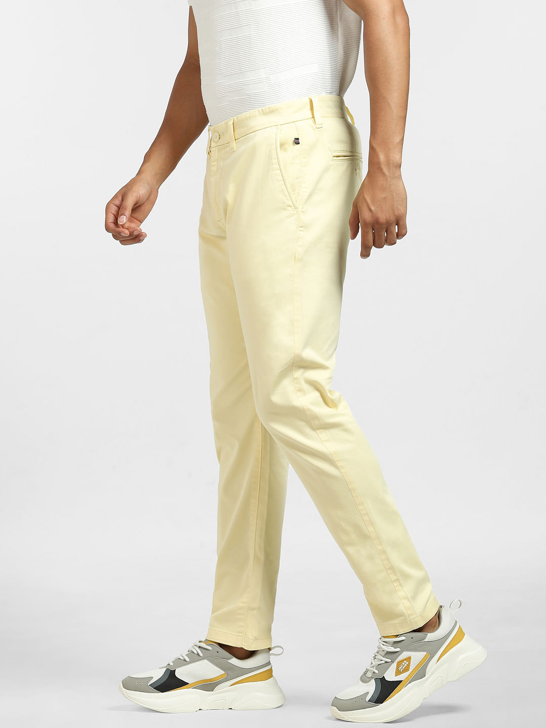 Pale Yellow Twill High Waist Cargo Pants | PrettyLittleThing USA