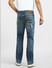 Blue Mid Rise Paint Detail Regular Jeans_397186+4