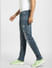 Blue Low Rise Paint Detail Slim Jeans_397187+3
