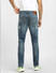 Blue Low Rise Paint Detail Slim Jeans_397187+4