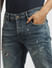 Dark Blue Low Rise Paint Detail Regular Jeans_397188+5