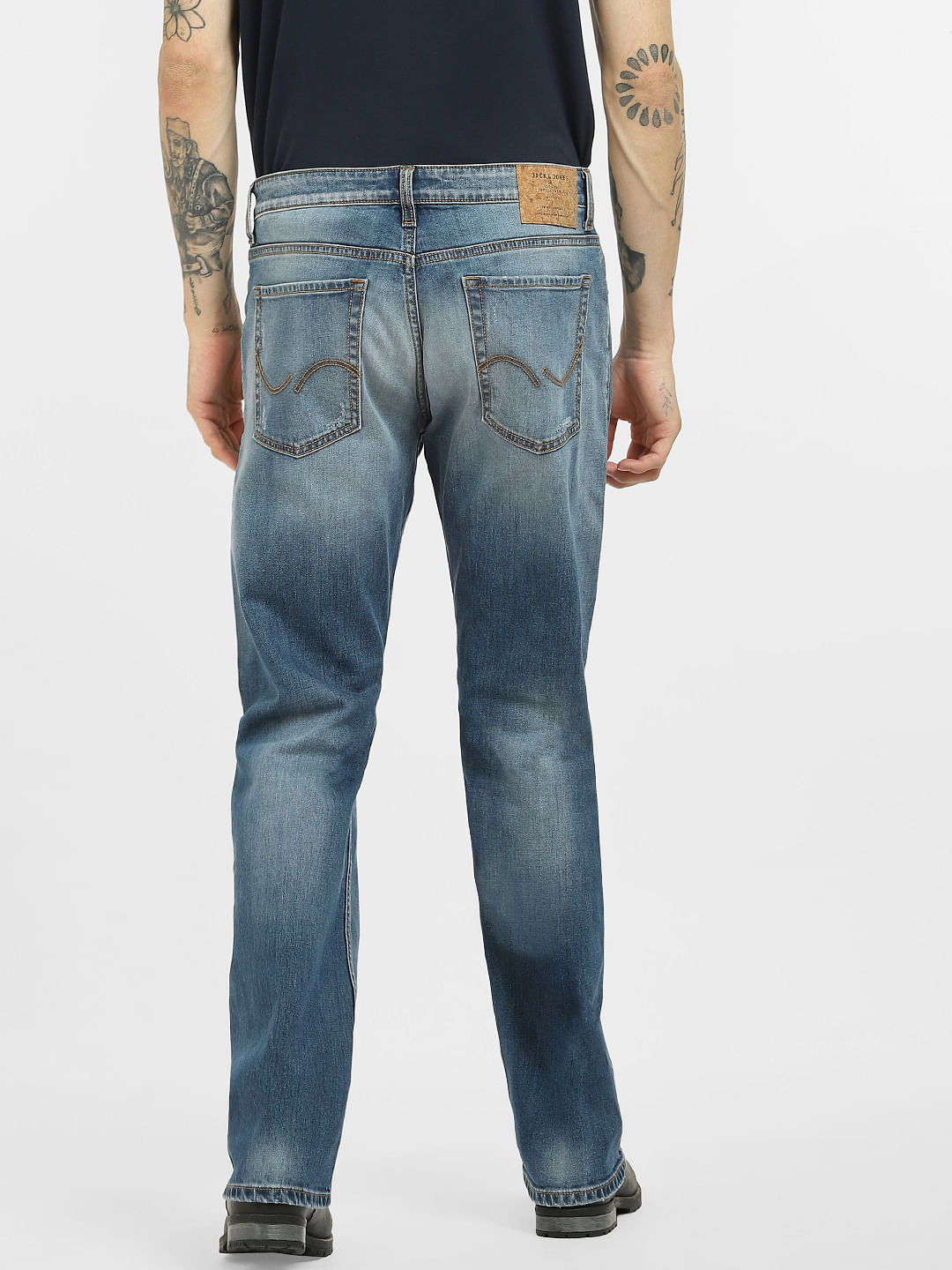 Raf Simons Denim Logo-patch Bootcut Jeans in Blue for Men Mens Clothing Jeans Bootcut jeans 