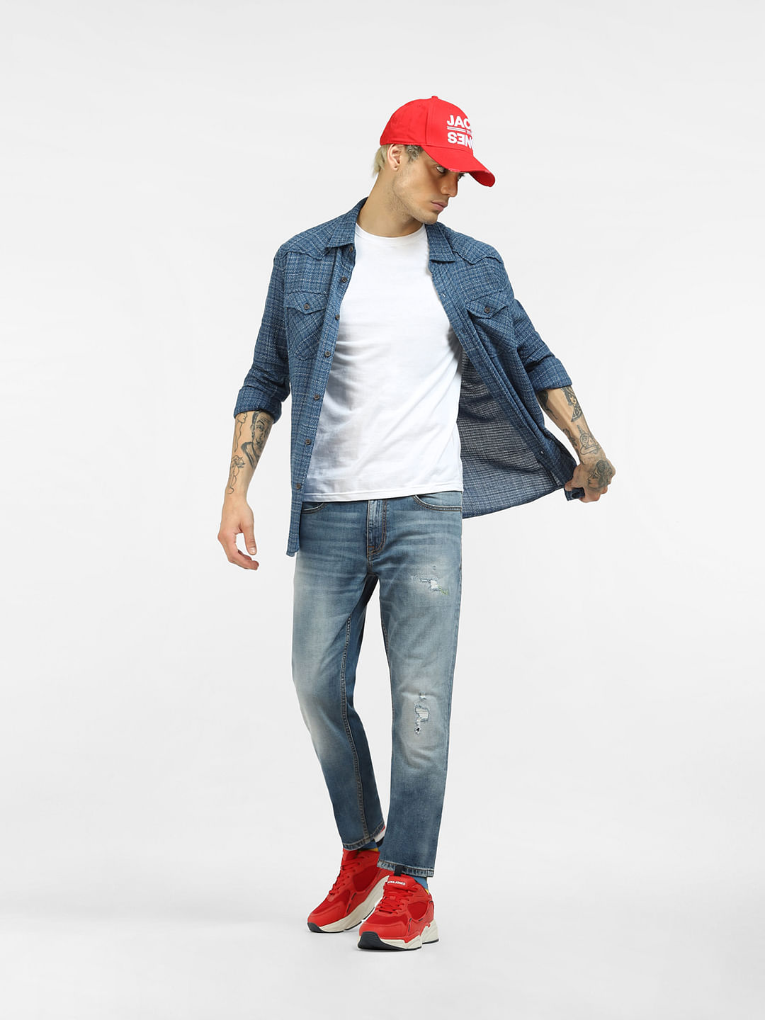 Buy online White Side Tape Distressed Denim Jeans from Clothing for Men by  Kultprit for ₹500 at 75% off | 2024 Limeroad.com