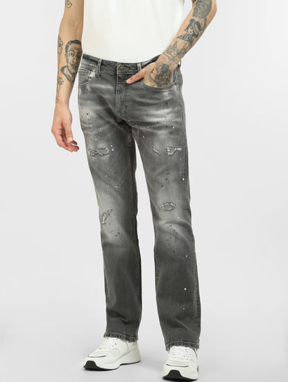 Black Low Rise Faded Regular Fit Jeans