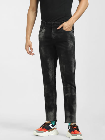 Black Low Rise Faded Glenn Slim Jeans