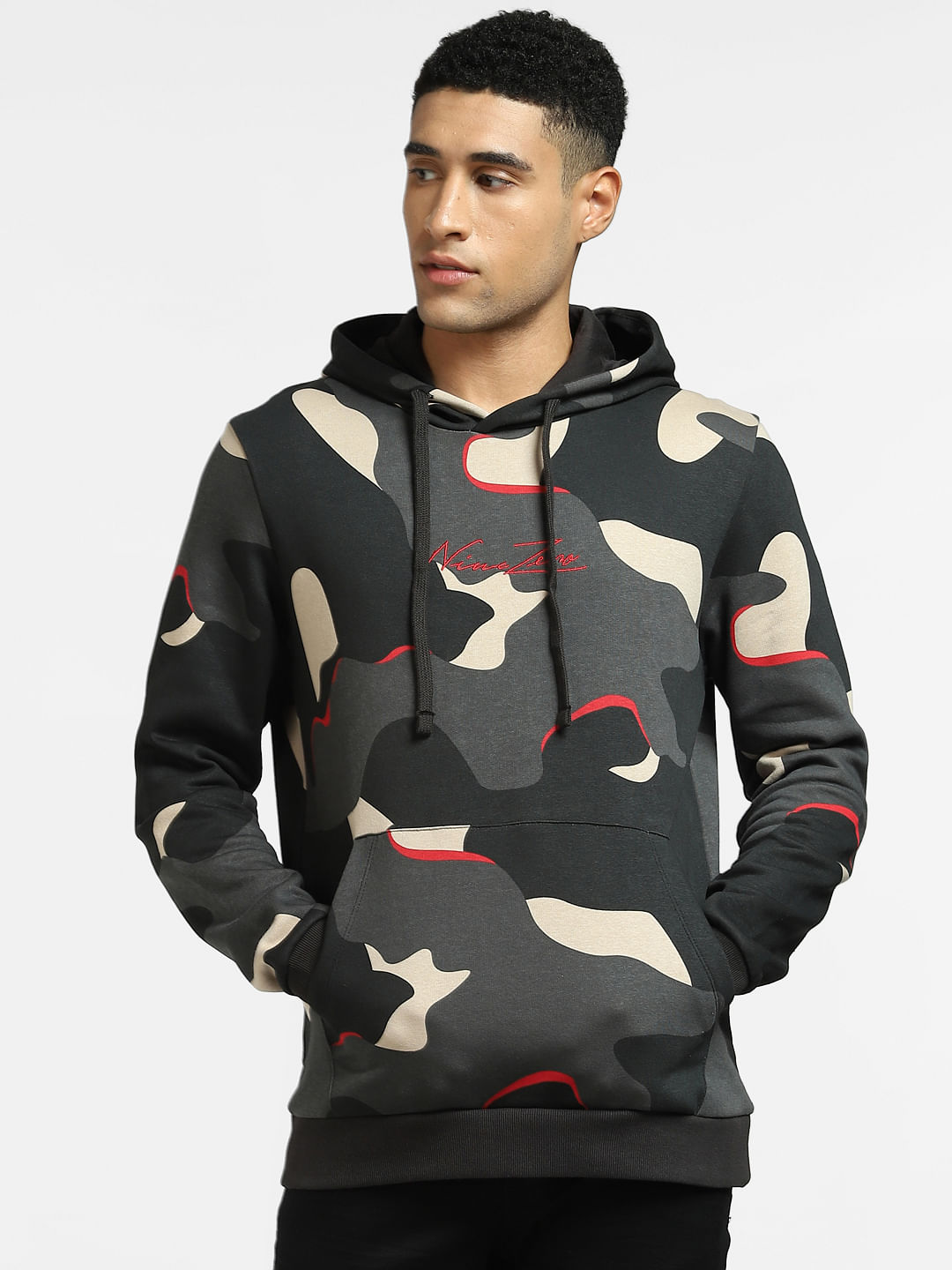 Mens black store camo hoodie