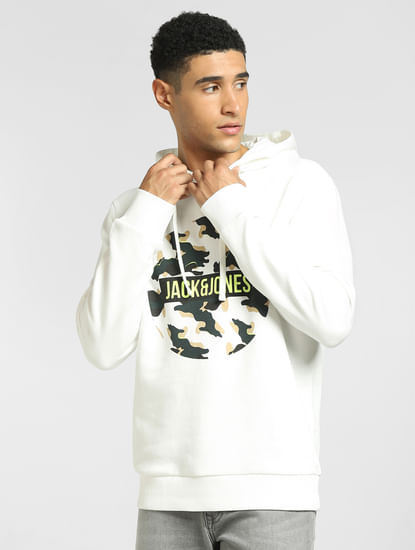 White Camo Print Hooded Sweatshirt