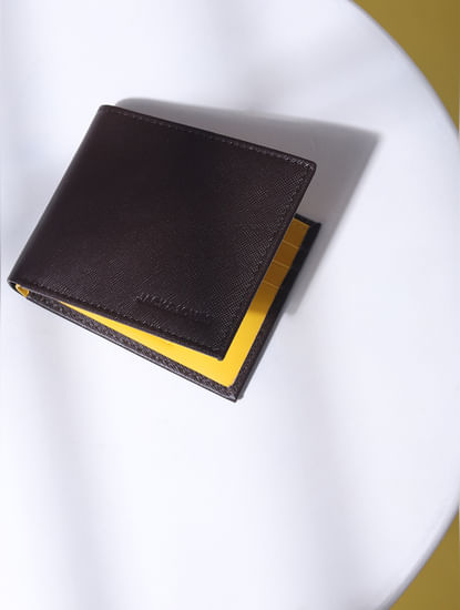 Brown Colourblocked Leather Wallet