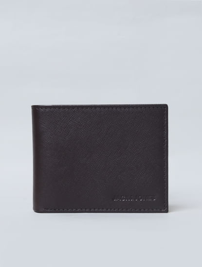 Brown Colourblocked Leather Wallet