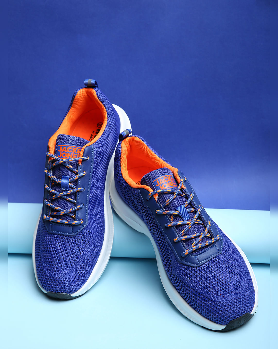 Buy Blue Logo Print Knit Sneakers for Men