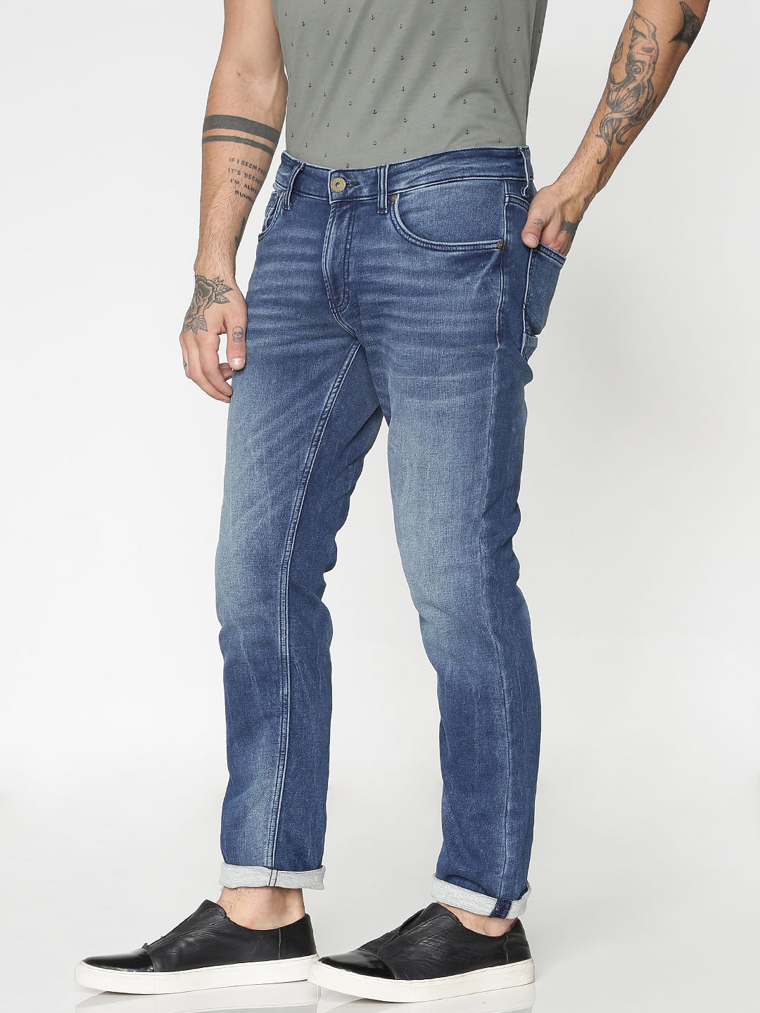 washed slim fit jeans