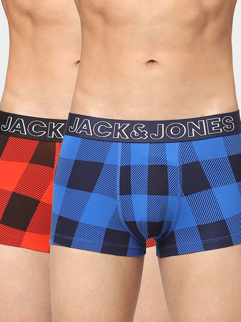 JACK&JONES Pack Of 2 Blue & Red Check Trunks