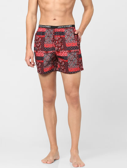 Red Paisley Print Boxers