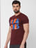 Burgundy Logo Print Crew Neck T-Shirt Online in India - Flat 20% Off_55635+3