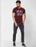 Burgundy Logo Print Crew Neck T-Shirt Online in India - Flat 20% Off_55635+2