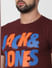 Burgundy Logo Print Crew Neck T-Shirt_55635+5