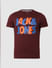 Burgundy Logo Print Crew Neck T-Shirt Online in India - Flat 20% Off_55635+6