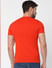Red Text Print V Neck T-Shirt