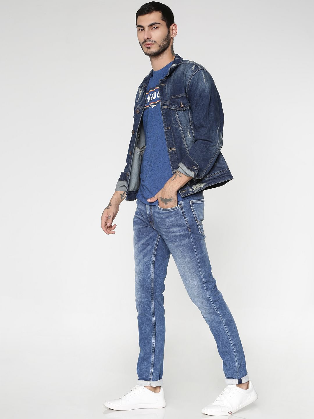 Slim Fit Jeans Buy Men Blue Washed Ben Slim Fit Jeans Online