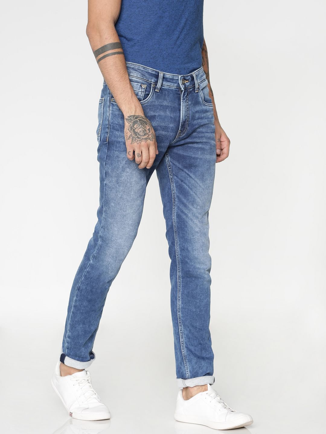 Slim Fit Jeans Buy Men Blue Washed Ben Slim Fit Jeans Online