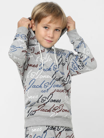 Boys Grey Logo Print Co-ord Sweatshirt