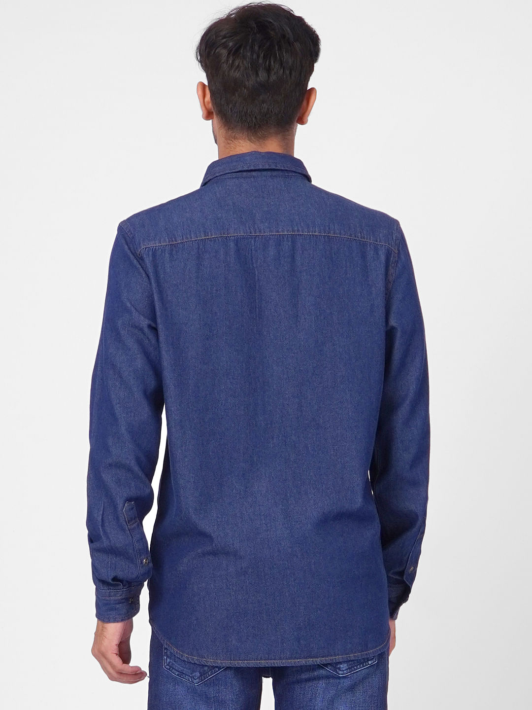 Buy Women Blue Textured Long Sleeves Shirt Online - 811720 | Allen Solly