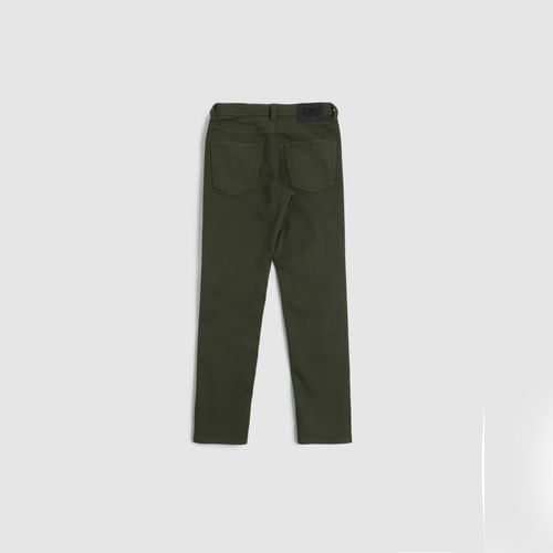 Boys Olive Low Rise Glenn Slim Fit Pants