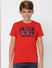 Boys Red Logo Print Crew Neck T-shirt_398319+2