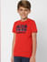 Boys Red Logo Print Crew Neck T-shirt_398319+3