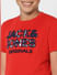 Boys Red Logo Print Crew Neck T-shirt_398319+5