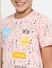 Boys Peach Printed Crew Neck T-shirt_398320+5