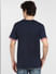 Navy Blue Logo Print Crew Neck T-shirt_399302+4