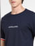 Navy Blue Logo Print Crew Neck T-shirt_399302+5