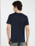 Navy Blue Logo Print Crew Neck T-shirt_399307+4