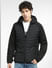 Black Colourblocked Hooded Jacket_399340+2