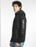 Black Colourblocked Hooded Jacket_399340+3