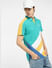Teal Blue Colourblocked Polo T-shirt_399342+1
