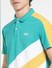 Teal Blue Colourblocked Polo T-shirt_399342+5