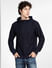 Navy Blue Textured Hooded Sweatshirt_399347+2