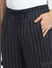 Navy Blue Striped Co-ord Cargo Pants_399354+5