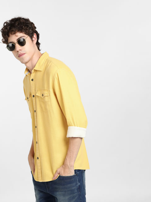 Yellow Dobby Full Sleeves Shirt