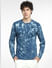 Blue All Over Print Crew Neck T-shirt_399364+2