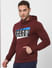 Burgundy Logo Print Hooded Sweatshirt_385899+3